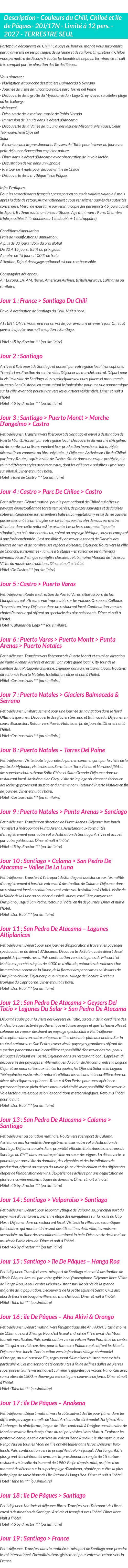 Détails du séjour