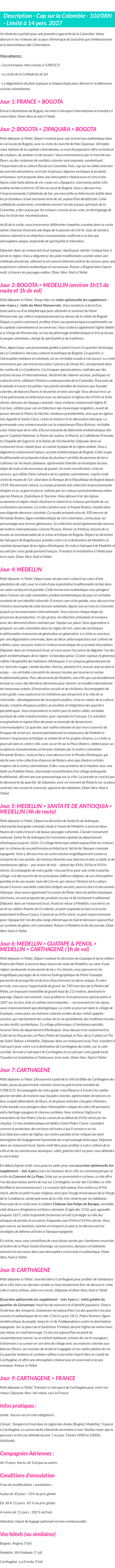 Détails du séjour