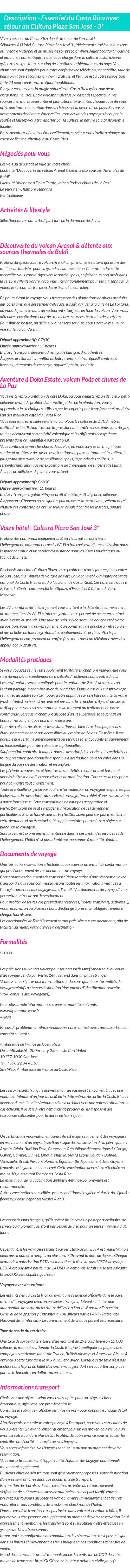 Détails du séjour