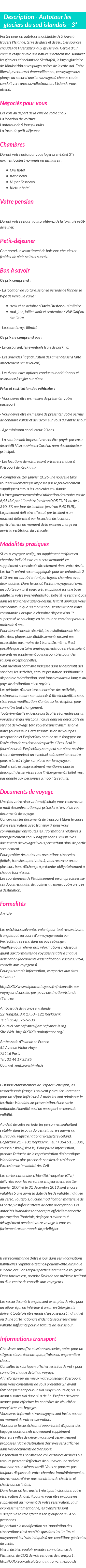 Détails du séjour