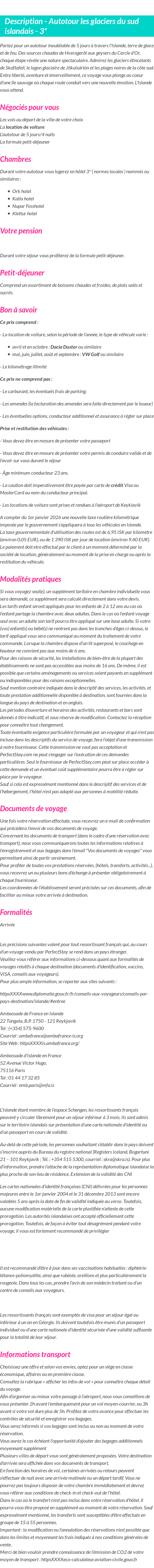Détails du séjour