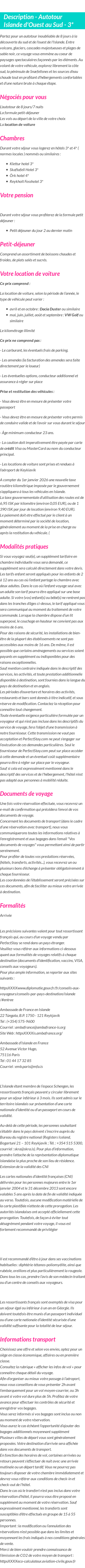 Détails du séjour