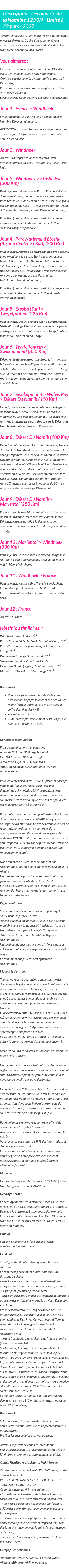 Détails du séjour