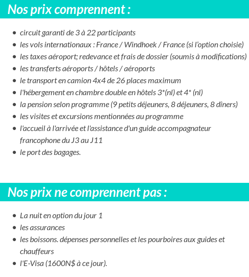 Conditions tarifaires
