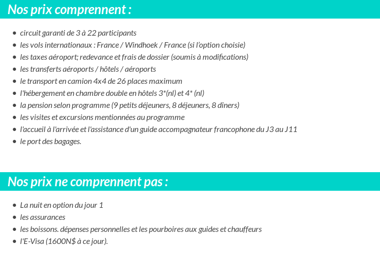 Conditions tarifaires