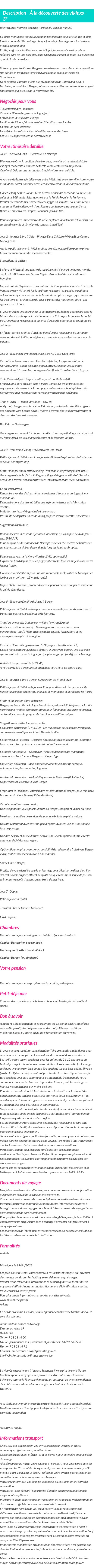 Détails du séjour