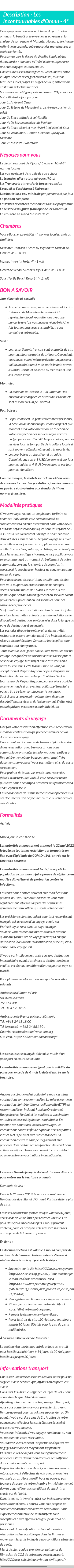 Détails du séjour