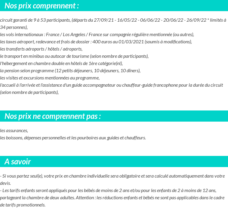 Conditions tarifaires