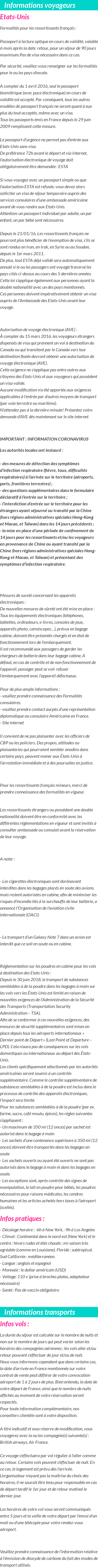 Formalités et infos voyageurs
