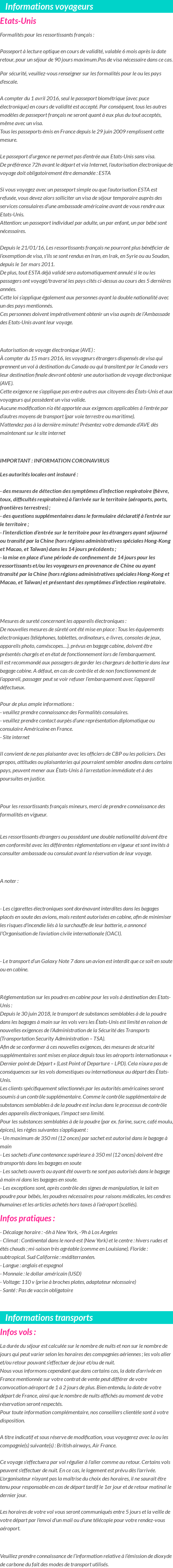 Formalités et infos voyageurs