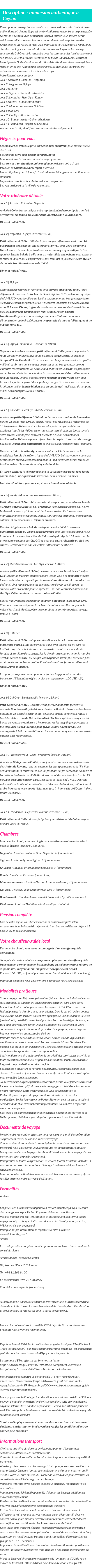 Détails du séjour