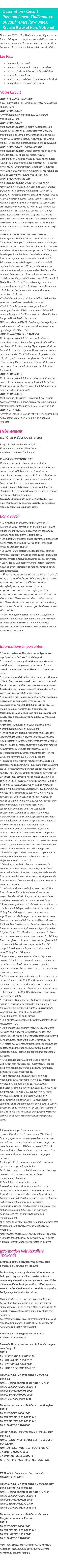 Détails du séjour