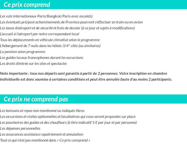 Conditions tarifaires