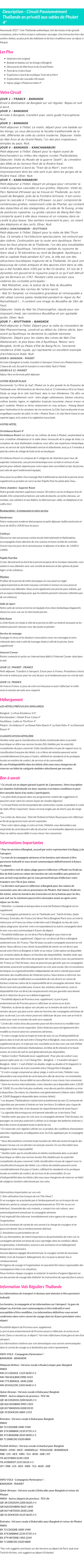Détails du séjour
