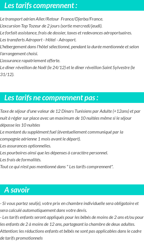 Conditions tarifaires