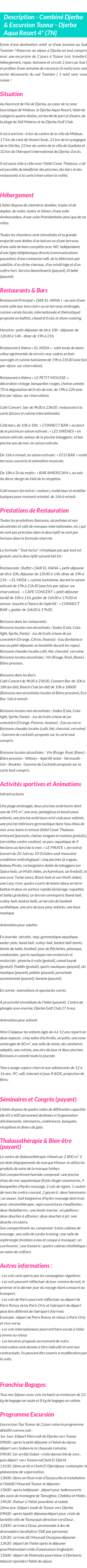 Détails du séjour
