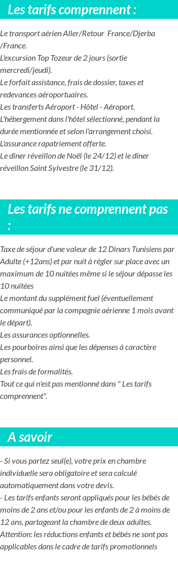 Conditions tarifaires