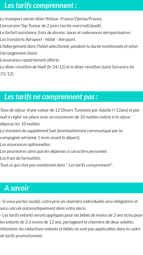 Conditions tarifaires