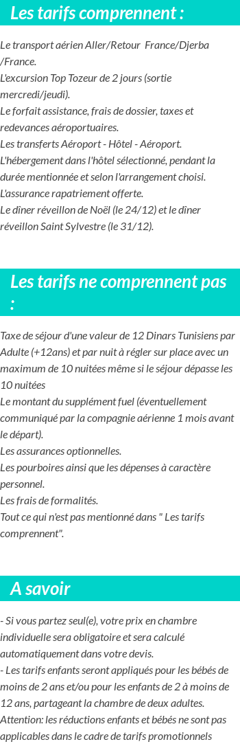 Conditions tarifaires