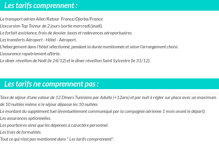 Conditions tarifaires