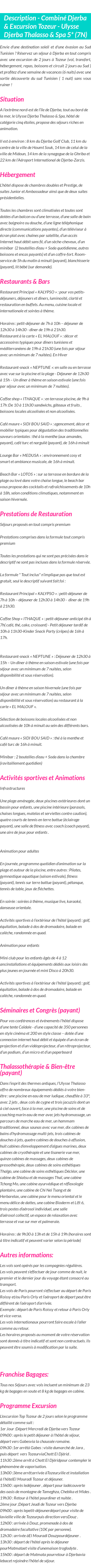 Détails du séjour