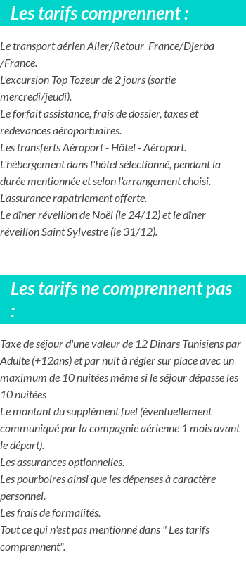 Conditions tarifaires