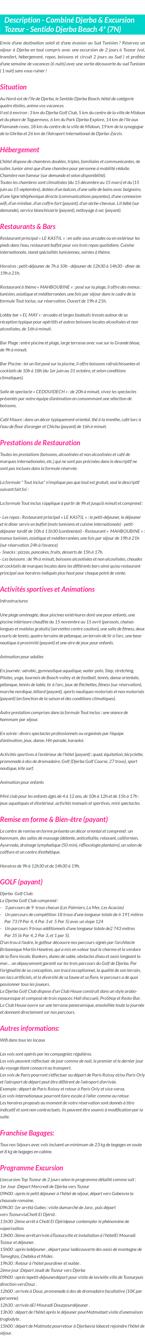 Détails du séjour