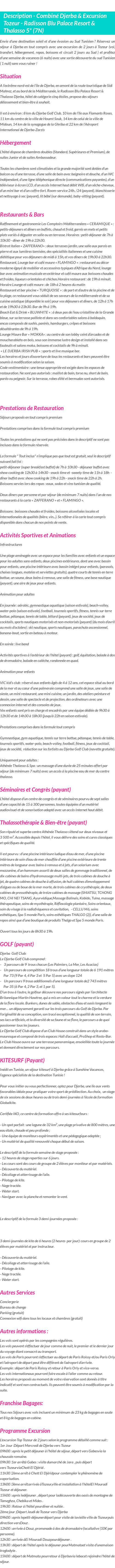 Détails du séjour