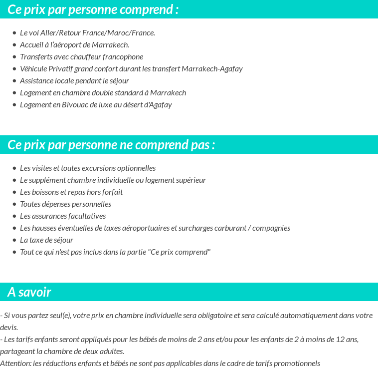 Conditions tarifaires