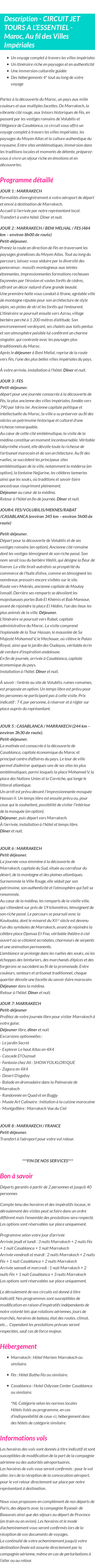 Détails du séjour