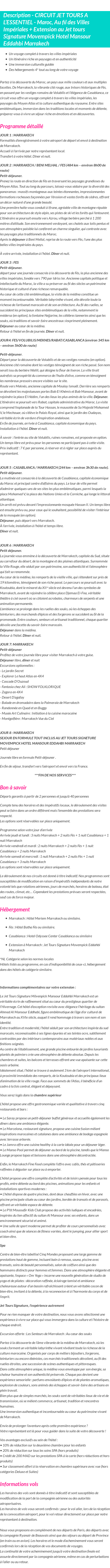Détails du séjour