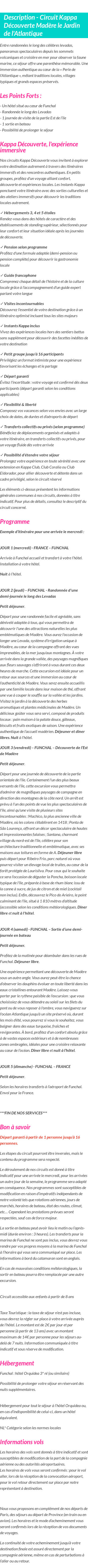 Détails du séjour