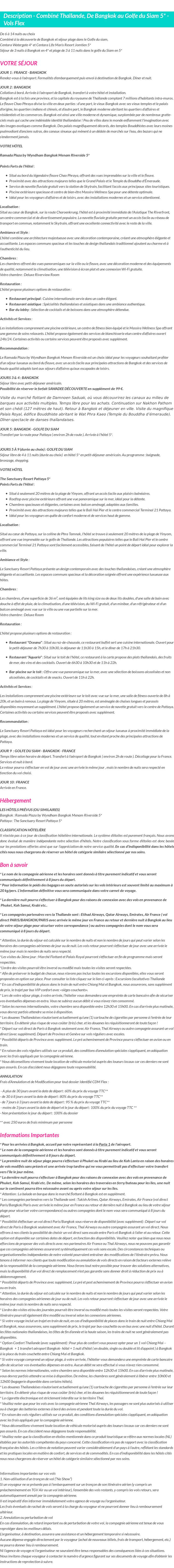 Détails du séjour