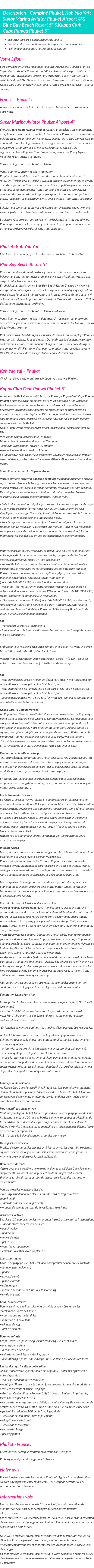 Détails du séjour