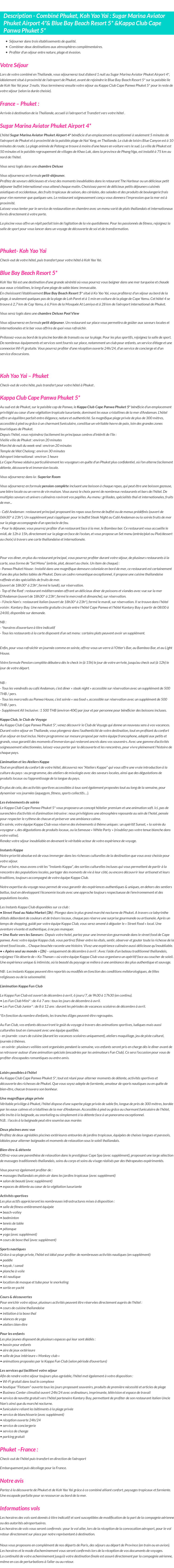 Détails du séjour