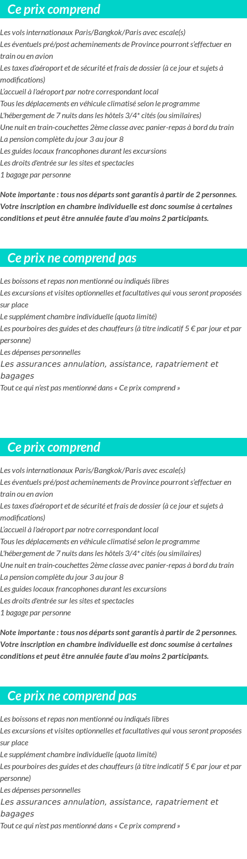 Conditions tarifaires