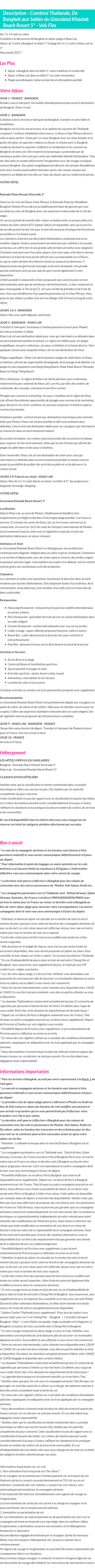 Détails du séjour