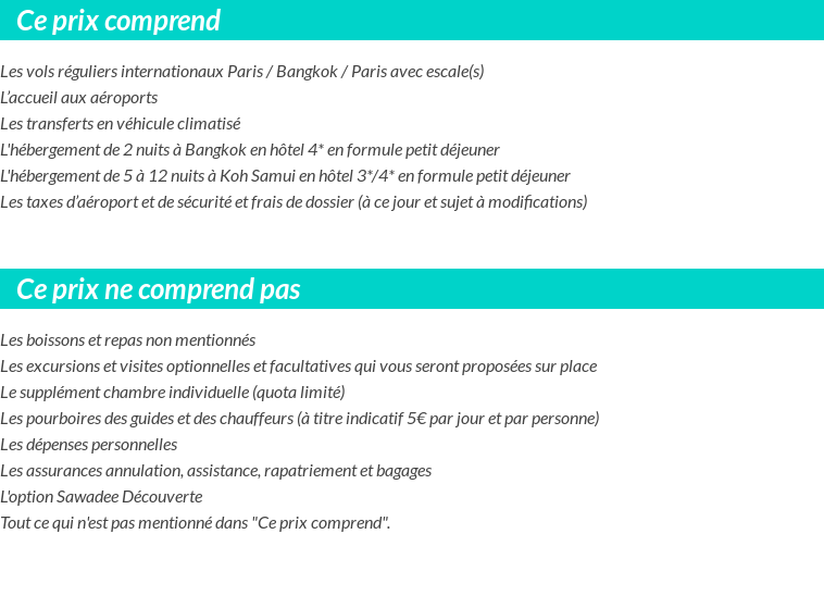 Conditions tarifaires