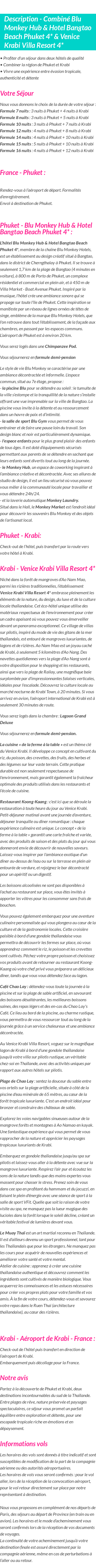 Détails du séjour