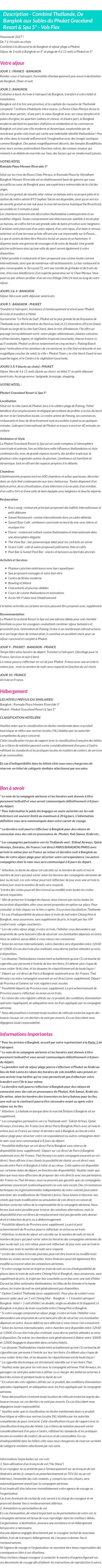 Détails du séjour