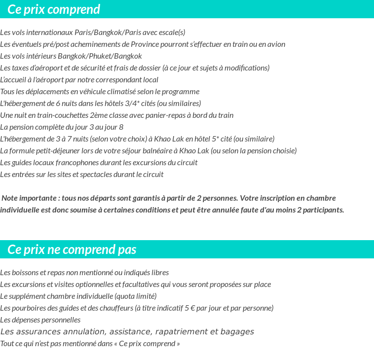 Conditions tarifaires