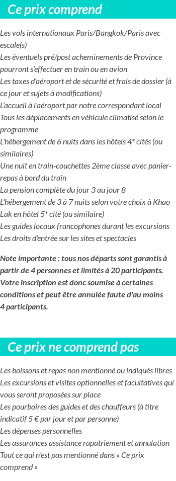 Conditions tarifaires