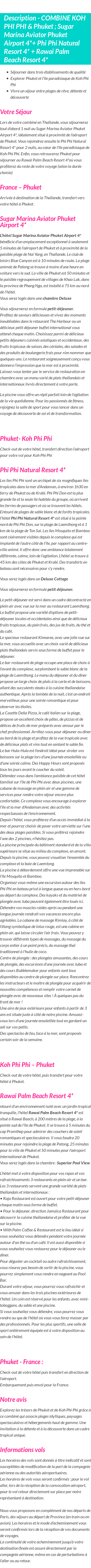 Détails du séjour