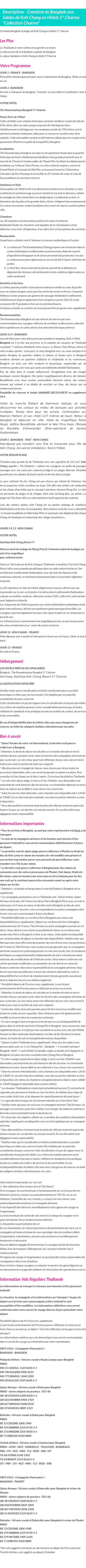 Détails du séjour
