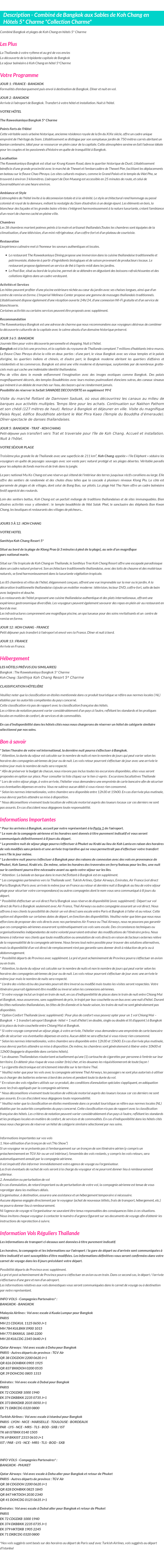 Détails du séjour