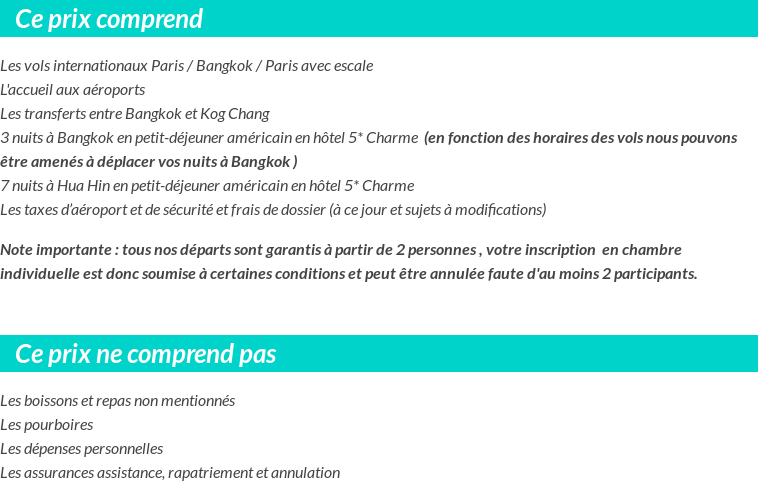 Conditions tarifaires