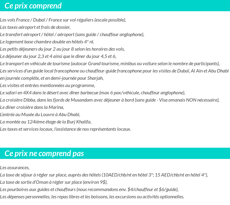 Conditions tarifaires