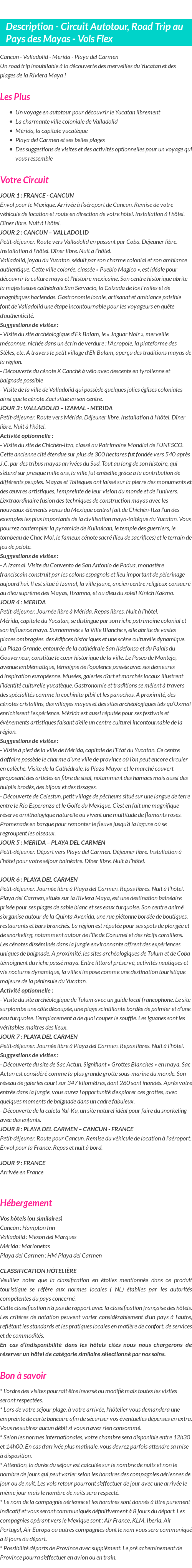 Détails du séjour