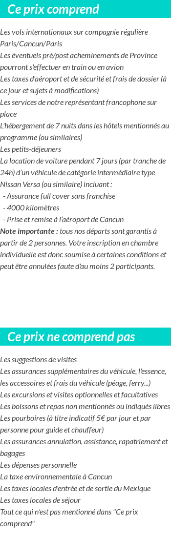 Conditions tarifaires