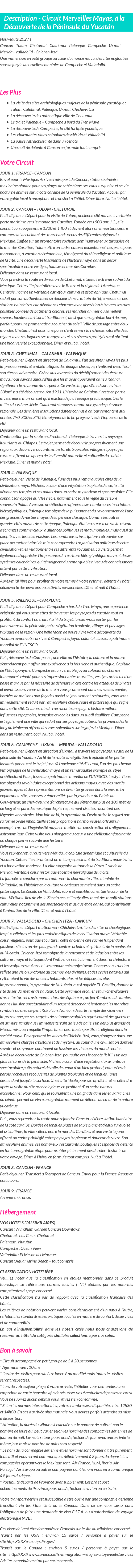 Détails du séjour